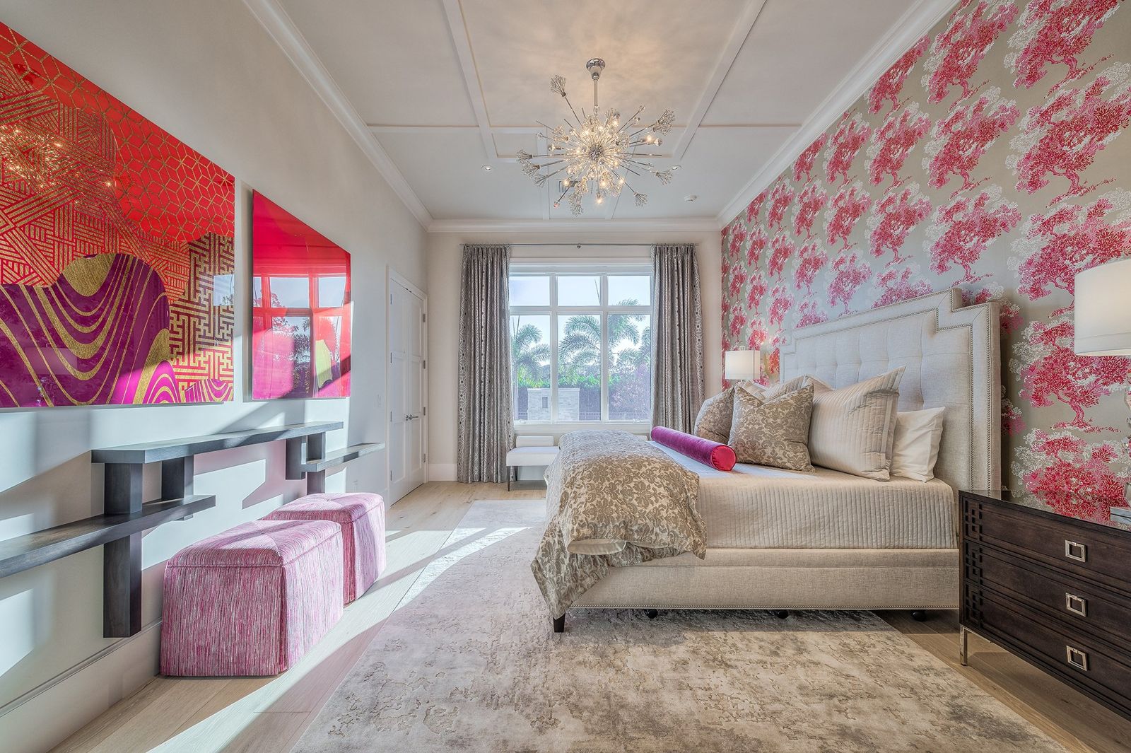 Bedroom with painted feature wall