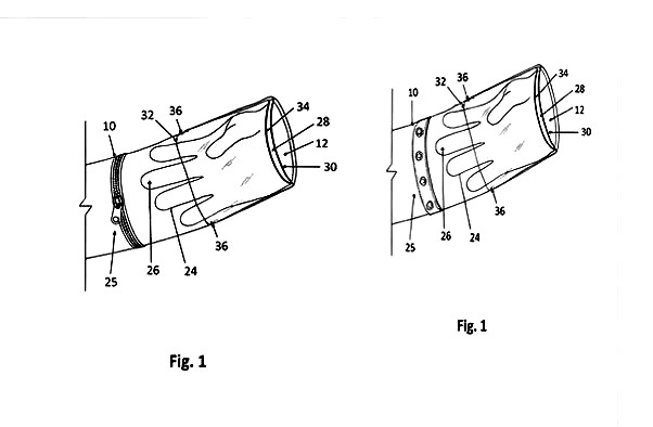 Patent drawing of sleeve with integrated glove